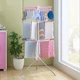 Сушилка для белья напольная вертикальная Aidesen Launder Dryer Розовая складная сушка для вещей в 3 яруса с прищепками на балкон в комнату или ванную - изображение 2