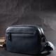 Женская кожаная сумка кросс-боди Vintage синяя 21,5x14,5x7 см маленькая 60790 - изображение 11