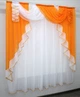 Кухонний ламбрекен VR-Textil № 093к з тюллю помаранчевий з білим 150х170 см (50-290) - изображение 2