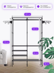 Вешалка напольная для одежды с полками CLOTHES RACK 406, черная, металлическая, матовая - изображение 2