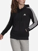 Толстовка на молнии с капюшоном на флисе женская Adidas W 3S Fl Fz Hd GM5567 L/S Черная (4065429756316) - изображение 1