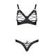 Комплект з екошкіри Passion CELINE BIKINI 4XL/5XL black, відкритий бра, стрінги зі шнурівкою - изображение 3