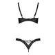Комплект з екошкіри Passion CELINE BIKINI 4XL/5XL black, відкритий бра, стрінги зі шнурівкою - изображение 4