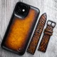 Чохол бампер із натуральної шкіри Exclusive для Samsung S24 Plus ручне фарбування | Золотий - зображення 8