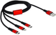 Kabel Delock USB Type-A - micro-USB-B + Lightning + USB Type-C M/M 1 m Black/Red (4043619858927) - obraz 2