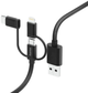 Kabel Hama USB Type-A - micro-USB + USB Type-C + Lightning M/M 1.5 m Black (4047443410856) - obraz 1