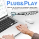 Портативний USB-A HUB / концентратор Digital Lion UH04, хаб 7в1: 6 x USB 2.0, 1 x USB 3.0, Silver - зображення 4