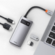 USB-хаб Baseus Metal Gleam Series 4-in-1 Multifunctional Type-C HUB Docking Station Gray (CAHUB-CY0G) - зображення 3