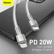 Кабель BASEUS Type-C to Lightning Cafule Series Metal Data Cable |1M, 20W, PD| (CATLJK-A05) белый - изображение 4