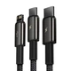 Кабель зарядный Baseus Tungsten 3в1 USB to Lightning / USB Type C / micro USB 3.5 А 1.5 м Black (CAMLTWJ-01) - изображение 7