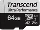 Карта пам'яті Transcend microSD 64GB C10 UHS-I U3 A2 R160/W80MB/s + SD - изображение 2