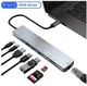 Мультифункціональний USB-хаб концентратор (8 в 1) RJ45+SD+TF+2*USB(Type-A)+HDMI+2*USB(Type-C) - зображення 2