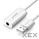 Внешняя звуковая карта UGREEN US206 USB 2.0 to Jack 3.5mm White (30712) - изображение 3