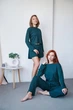 Женский домашний комплект тройка кофта, шорты и брюки Carmen S-M зеленый - изображение 10