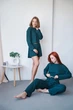 Женский домашний комплект тройка кофта, шорты и брюки Carmen S-M зеленый - изображение 6