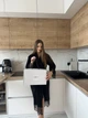 Жіночий велюровий халат COSY з французьким мереживом в подарунковій упаковці L-XL чорний V01B - зображення 2