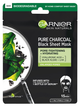 Тканинна маска для обличчя Garnier Skin Naturals Pure Charcoal що Зменшує Пори Чорна 28 г (3600542097253) - зображення 1