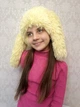 Пушистая шапка с ушками кролика Желтый 54-57р (1278) - изображение 2