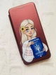 Чехол-книжка бордовый с рисунком на Samsung Galaxy A57 Девушка с паспортом (принт 13) - изображение 2