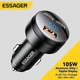 Автомобильное зарядное устройство Essager 105W LED (2 Type-C 2x45w + 1 USB 18w) Metall - изображение 1