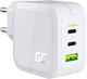 Мережевий зарядний пристрій Green Cell Power Charger 2xUSB-C Power Delivery 1xUSB-A QuickCharge 65Вт Білий (5904326372894) - зображення 1