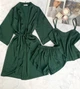 Комплект домашний женский тройка: халат шорты майка Minore Collection L-XL зеленый - изображение 7
