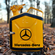 Подарочный набор для мужчин Канистра бар 5 л с оббивкой желтая с лого Mercedes-Benz + 2 бокала - изображение 1