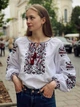 Женская вышиванка белая с сокальскими колосьями "Олеся" на качественном домотканом полотне 12060-42 (S) - изображение 1