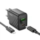 Комплект зарядного пристрою Hoco CS23A 1USB/1USB-C PD/QC 30W Type-C to Lightning Чорний - зображення 3