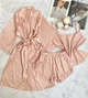 Комплект домашний женский тройка: халат шорты майка Minore Collection L-XL пудра - изображение 6