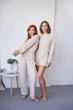 Женский домашний комплект тройка кофта, шорты и брюки Carmen S-M бежевый - изображение 8