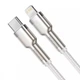 Кабель Baseus Cafule Metal Type-C to Lightning PD 20W 1m для Apple iPhone iPad AirPods White - изображение 2