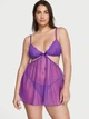 Комплект Victoria's Secret (322181962711) Lace Mesh Cutout Babydoll XS фіолетовий - зображення 1