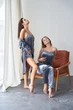 Пижама женская четверка халат майка шорты брюки Tina Collection L серый - изображение 7