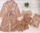 Пижама женская четверка халат майка шорты брюки Tina Collection M бежевый - изображение 1