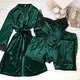 Пижама женская четверка халат майка шорты брюки Tina Collection L изумруд - изображение 10