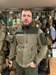 Чоловіча флісова демісезонна кофта Safari Tactical на блискавці з Softshell вставками Хакі M Kali AI467 високий комір - стійка велкро для шевронів - зображення 4