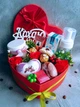 Подарочный бокс сердечком с плюшевым мишкой на день рождения девушке или на годовщину на день святого Валентина на 14 февраля на 8 марта - изображение 2