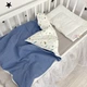 Плед натуральный в кроватку или коляску для новорожденного Oh My Kids "Перья" пике цвет джинс - изображение 8
