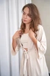 Пижама женская тройка халат топ шорты Merlin Collection S-M молочный - изображение 6