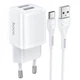 Мережевий зарядний пристрій Hoco N8 USB-C/USB-A з кабелем USB-C 1 м білий - зображення 1
