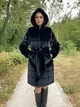 Шуба метрова зі штучного хутра з капюшоном та поясом MNC чорний 3920155 46 - зображення 4