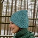 В'язана жіноча шапка - кішка, HandMade модна шапка з вушками на кожен день - темна бірюза від PRIGRIZ, 50-58 см - зображення 2