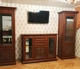 Классическая горка стенка с подсветкой в гостиную зал под телевизор с витринами для посуды Лацио Мир Мебели каштан/прованс темный 358х224х50 см - изображение 4