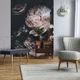 Флизелиновые фотообои 3D Розы Пионы 184x254 см Винтажные цветы на черном фоне (13525V4A)+клей - изображение 5