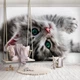 Милі котики флізелінові 3д фотошпалери 368x254 см Кошеня із зеленими очима (10203V8)+клей - зображення 4