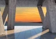 Закат флизелиновые фотообои 254x184 см Море за 3D бетонными колоннами (3645V4)+клей - изображение 2