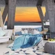 Закат флизелиновые фотообои 254x184 см Море за 3D бетонными колоннами (3645V4)+клей - изображение 4