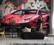 Флизелиновые 3д фотообои автомобили на стену 254x184 см Красная Ламборджини в краске на фоне улицы с граффити (14702V4) +клей - изображение 5