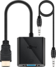 Kable Goobay HDMI - VGA + 3.5 mm mini-Jack 3.5 m Black (4040849687938) - obraz 1